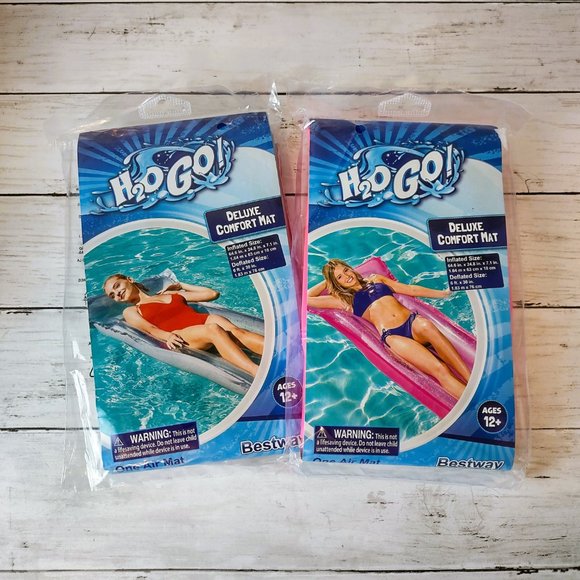 (3) H2O GO 2 Pink/Grey Adult Full Size Raft/Floats & 16" Beachball New - Picture 4 of 5